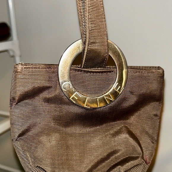 Celine Handbags - Celine Vintage Gold Accent Brown Mini Bag.